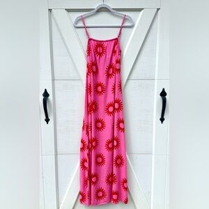 Pink Sunburst Maxi Dress